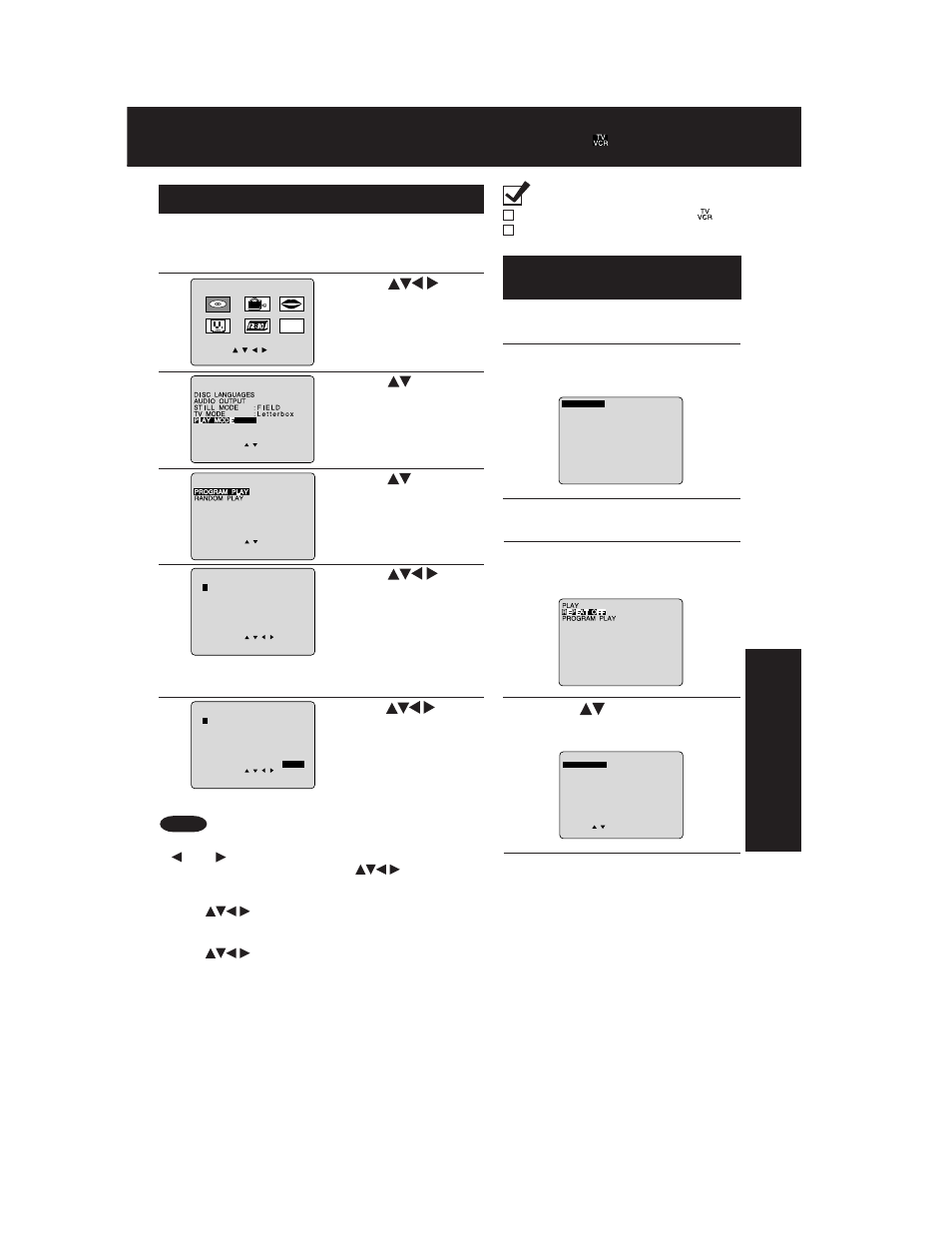 Program play (video cd/cd), Program repeat play (video cd/cd), Advanced operation | Ready checklist, Press action in stop mode to display main menu, Press to select “disc repeat, Do steps 1 through 6 on this page, Press display to display disc information screen | Panasonic AG 527DVDE User Manual | Page 51 / 68