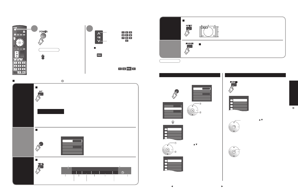 Watching tv, Viewing, W atching tv | Turn power on select a channel number, Change aspect ratio call up a favorite channel, Information recall | Panasonic TC 32LX700 User Manual | Page 19 / 55