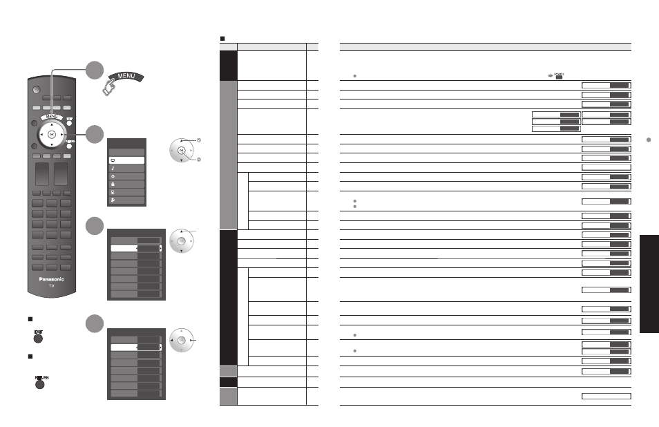 How to use menu functions, Advanced, Select the menu select the item | Adjust or select, Display menu, Ez sync, Picture, Audio, Timer, Lock | Panasonic TC 32LX700 User Manual | Page 25 / 55