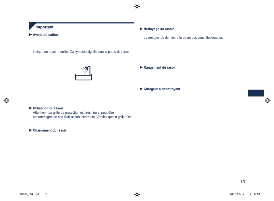 Panasonic ES7109 User Manual | Page 13 / 32