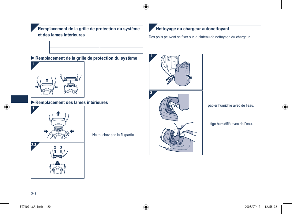 Panasonic ES7109 User Manual | Page 20 / 32