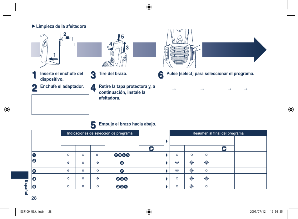 Panasonic ES7109 User Manual | Page 28 / 32