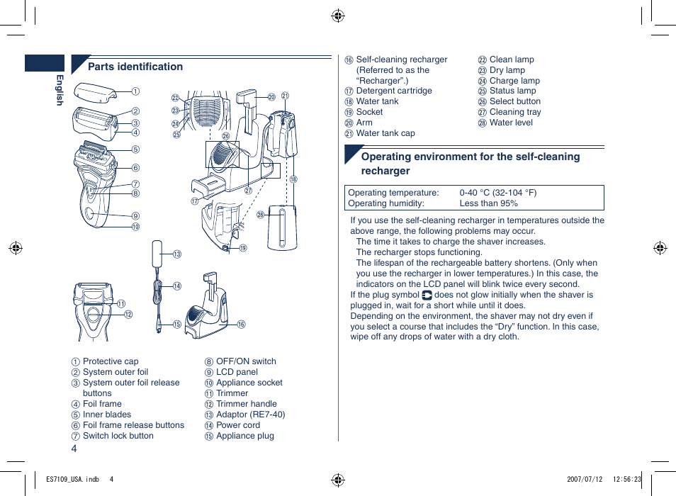 Panasonic ES7109 User Manual | Page 4 / 32