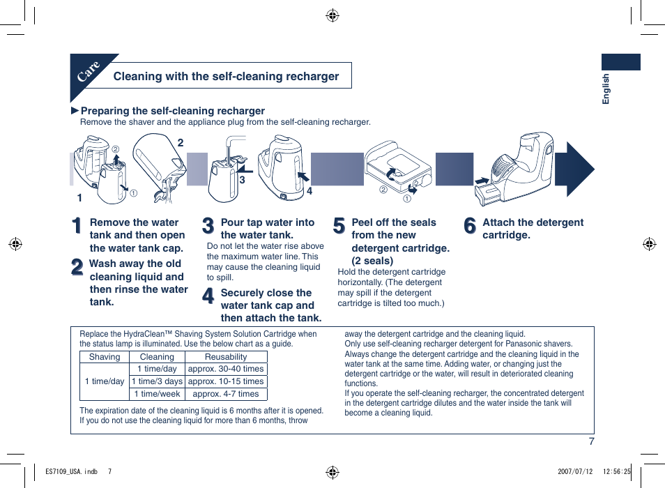 Panasonic ES7109 User Manual | Page 7 / 32