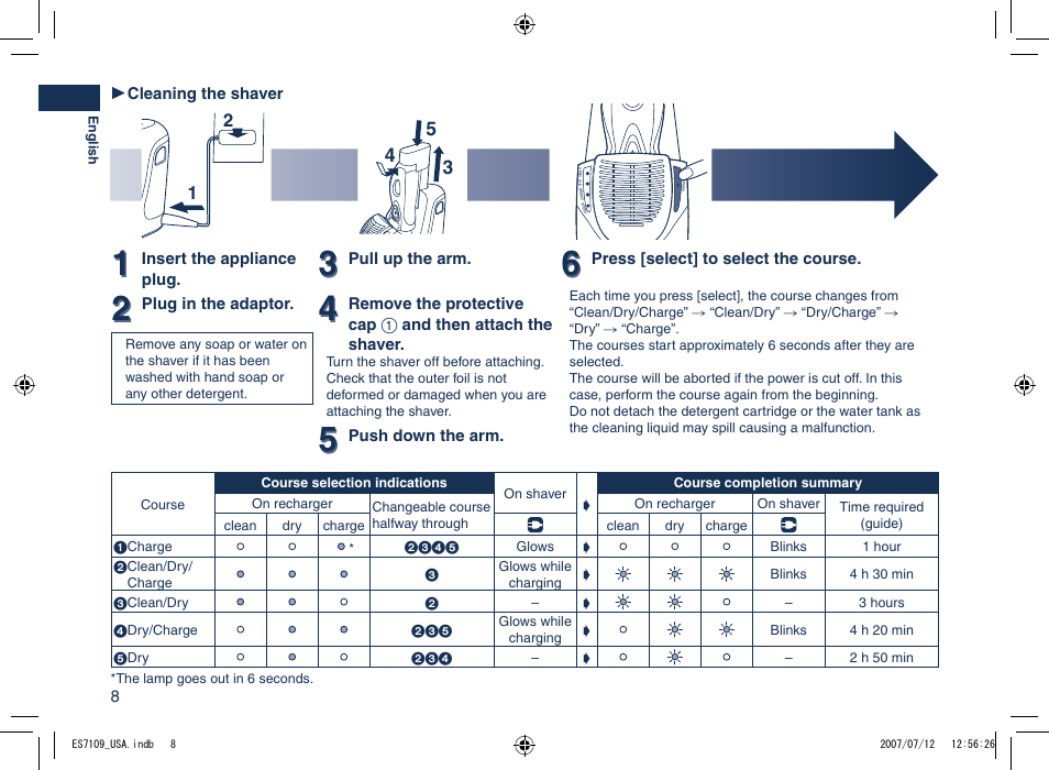 Panasonic ES7109 User Manual | Page 8 / 32