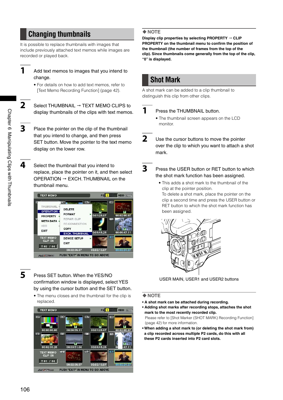Changing thumbnails, Shot mark, Changing thumbnails shot mark | Panasonic AG-HPX300P User Manual | Page 106 / 166
