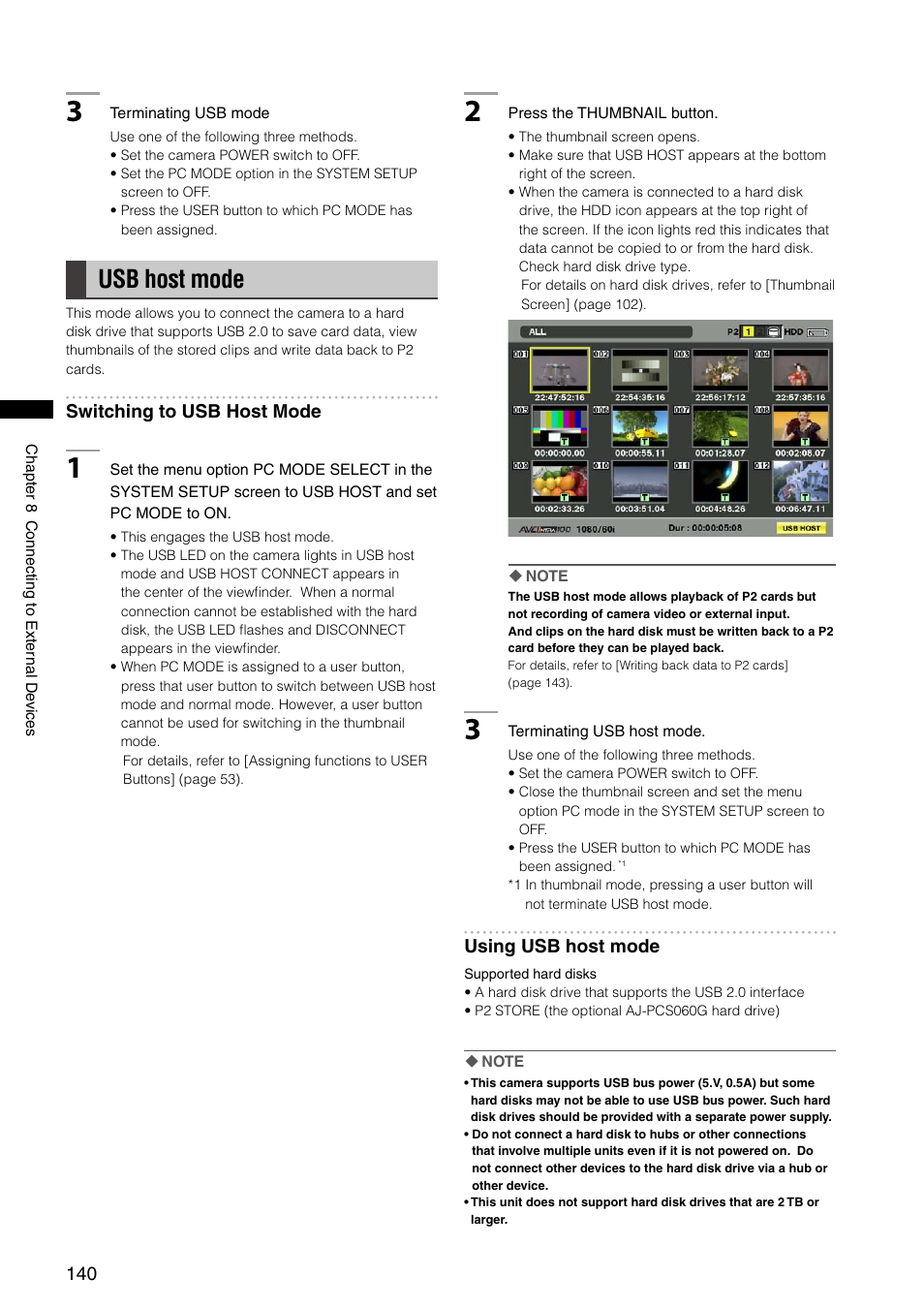 Usb host mode | Panasonic AG-HPX300P User Manual | Page 140 / 166