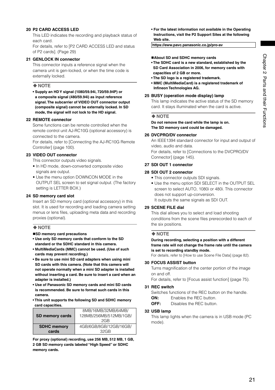 Panasonic AG-HPX300P User Manual | Page 21 / 166