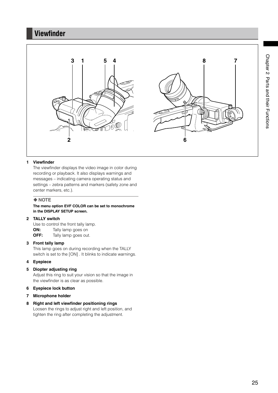 Viewfinder, Viewﬁnder | Panasonic AG-HPX300P User Manual | Page 25 / 166