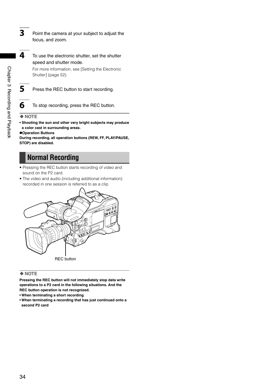 Normal recording | Panasonic AG-HPX300P User Manual | Page 34 / 166