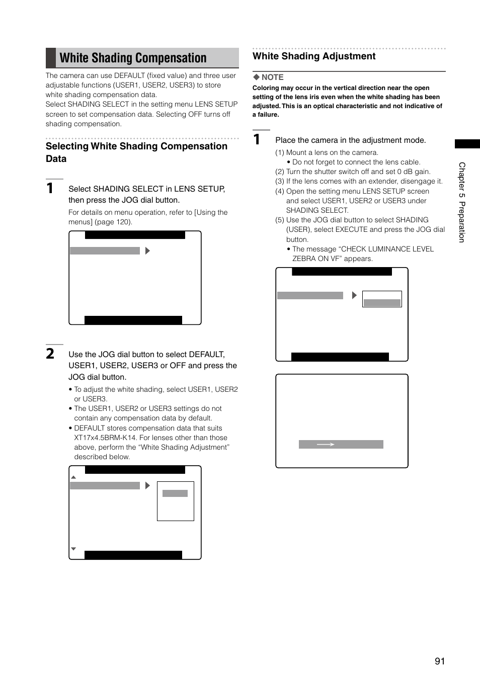 White shading compensation | Panasonic AG-HPX300P User Manual | Page 91 / 166