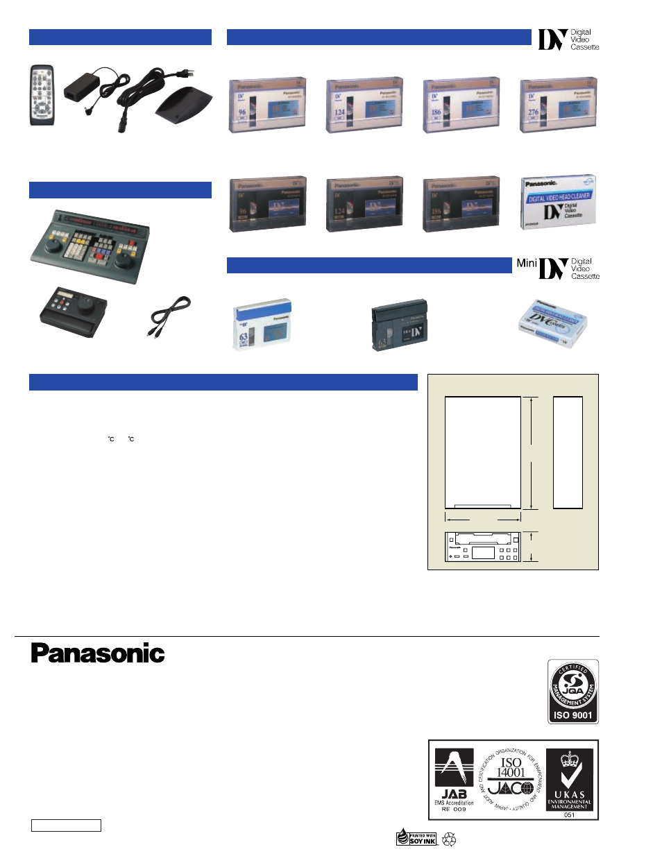 Optional accessories, Mini-dv tape | Panasonic AG-DV2500 User Manual | Page 4 / 4