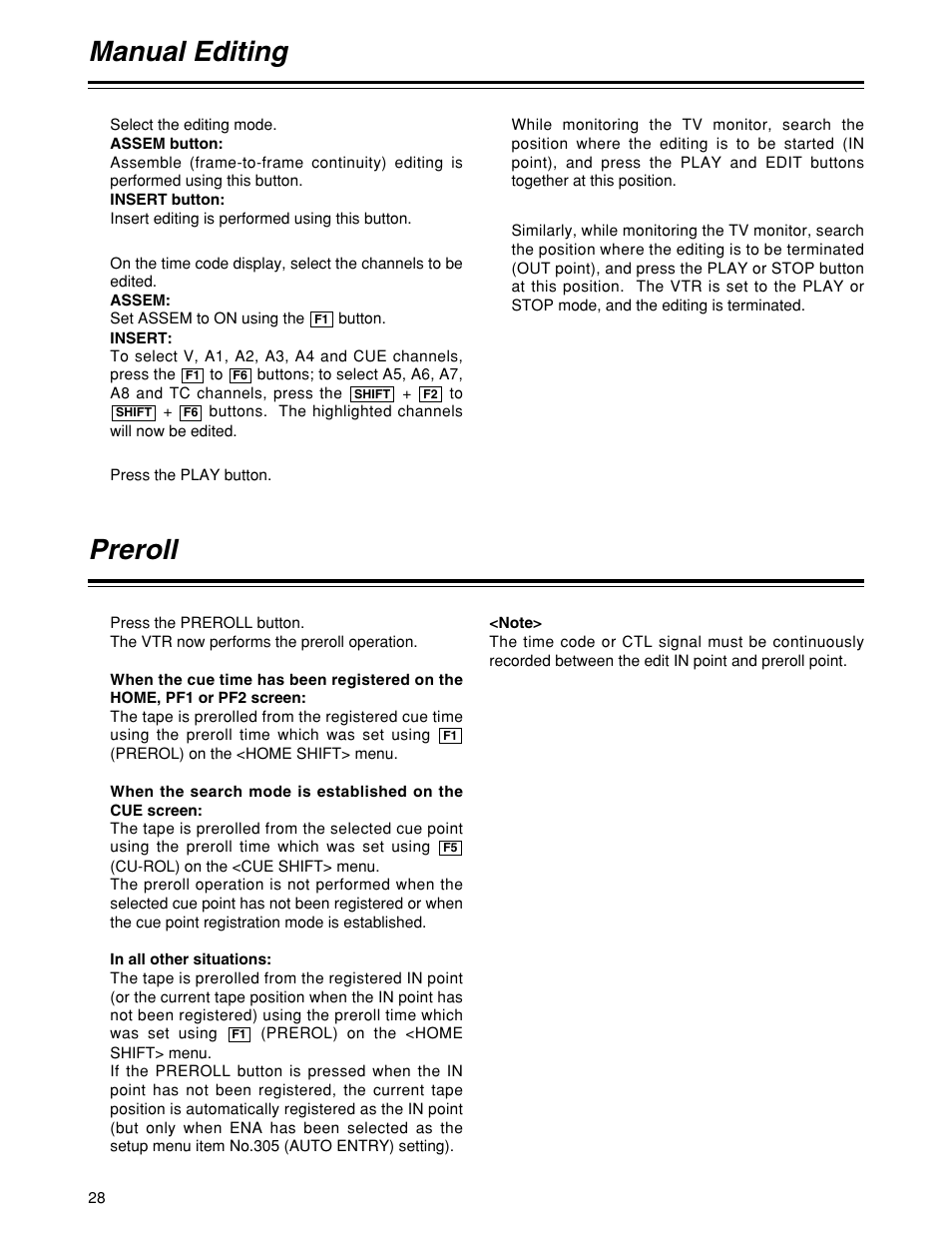Manual editing, Preroll | Panasonic HD1700pe User Manual | Page 28 / 134