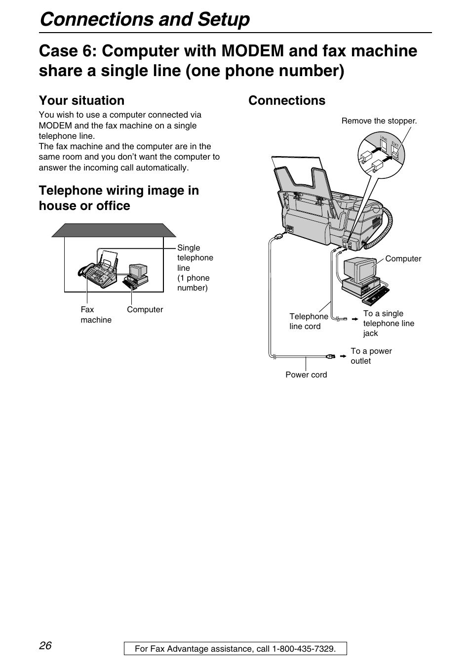 Connections and setup, Your situation | Panasonic KX-FHD331 User Manual | Page 26 / 92