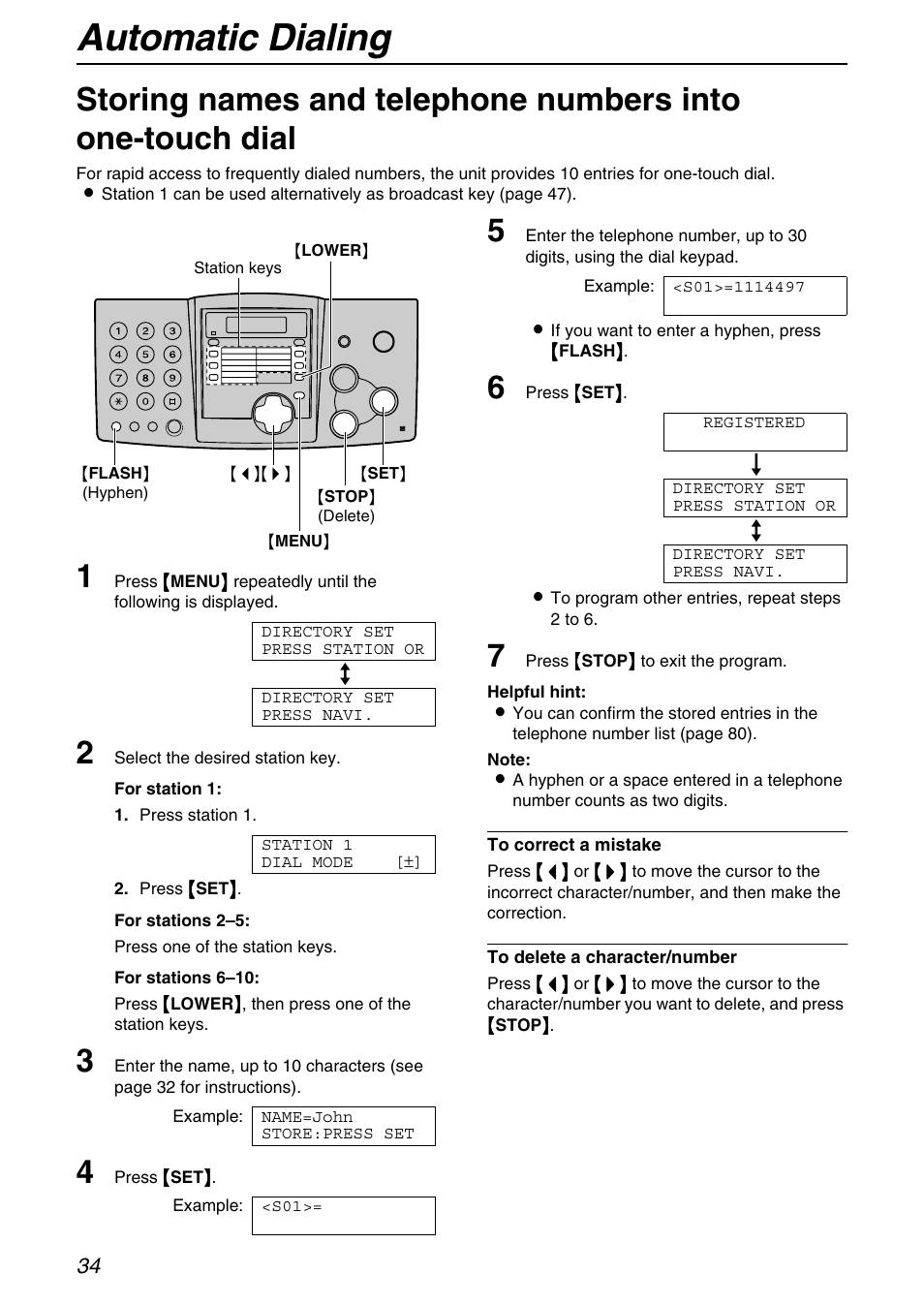 Telephone, Automatic dialing | Panasonic KX-FHD331 User Manual | Page 34 / 92