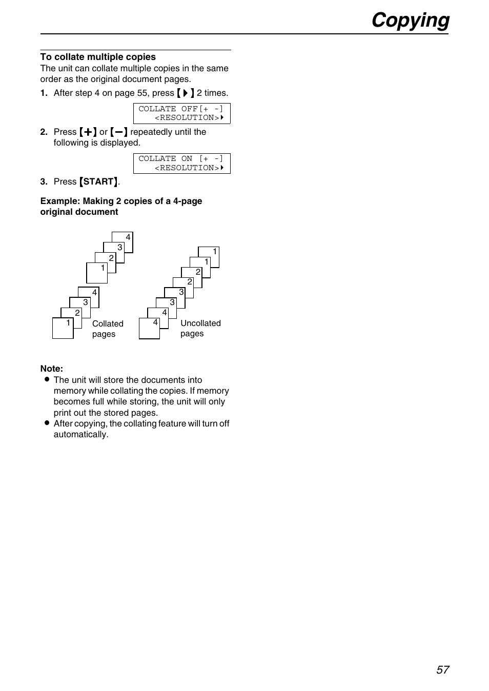 Copying | Panasonic KX-FHD331 User Manual | Page 57 / 92