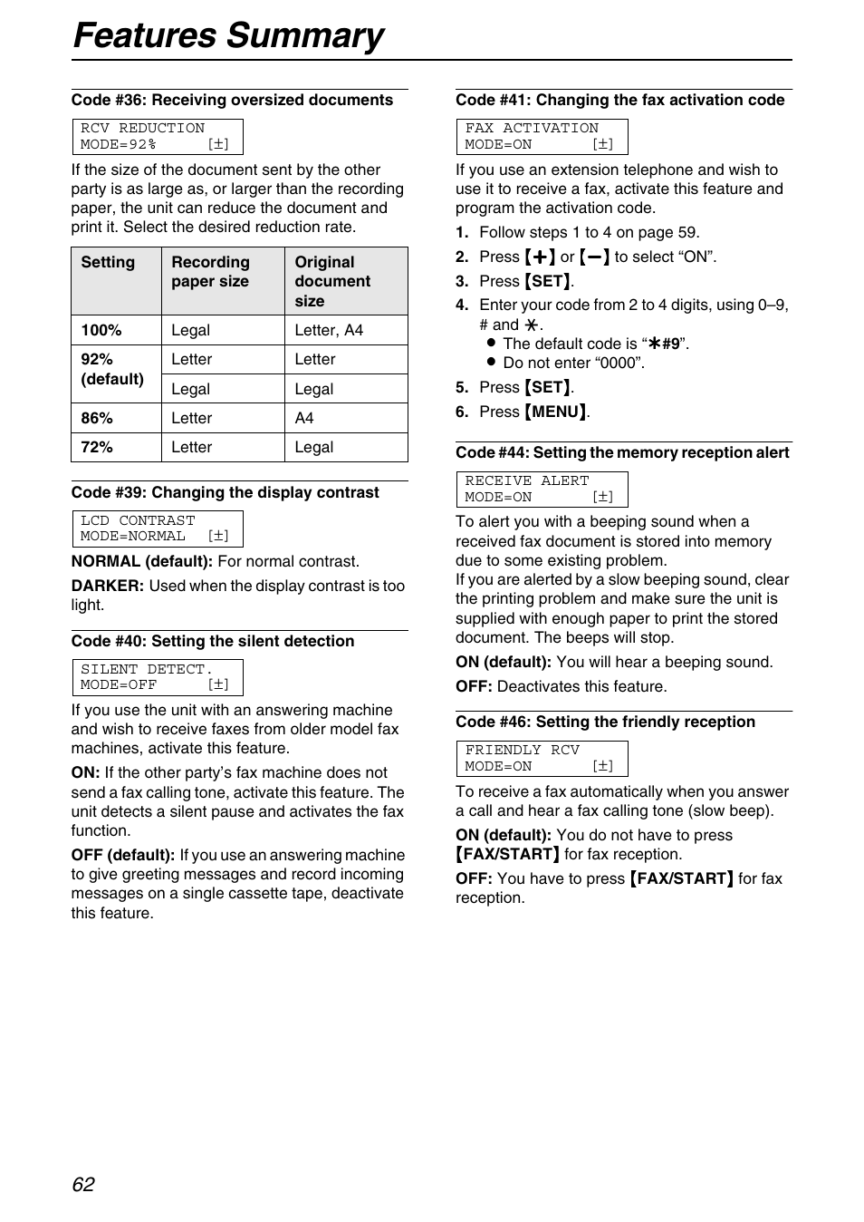 Features summary | Panasonic KX-FHD331 User Manual | Page 62 / 92