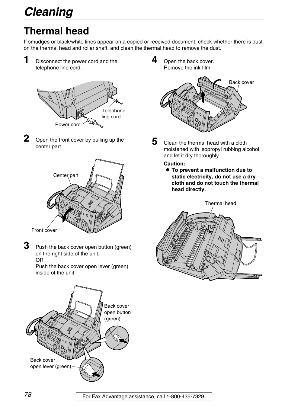 Cleaning, Thermal head | Panasonic KX-FHD331 User Manual | Page 78 / 92