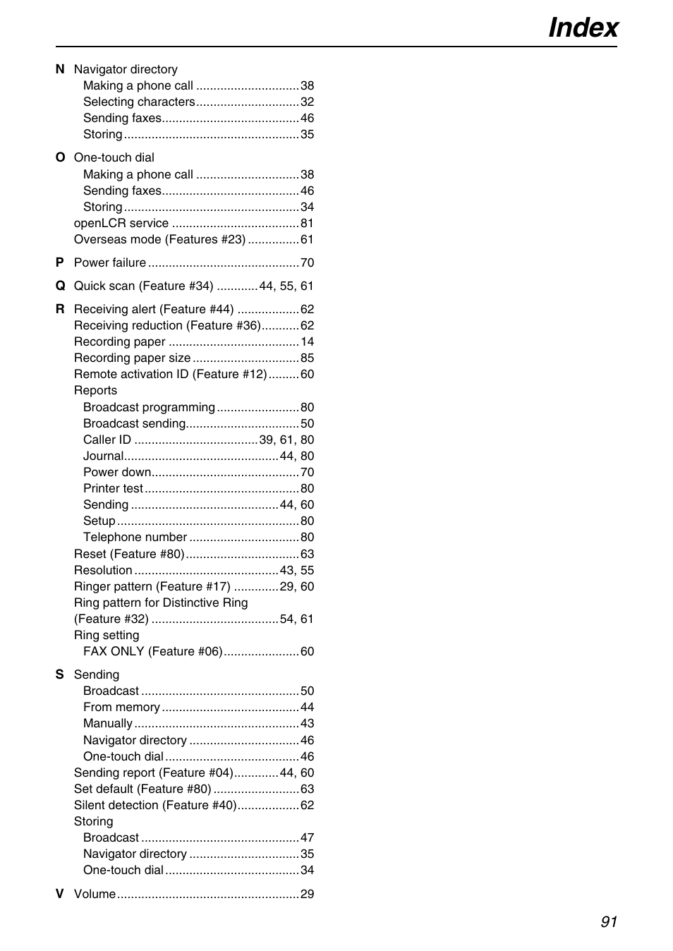 Index | Panasonic KX-FHD331 User Manual | Page 91 / 92