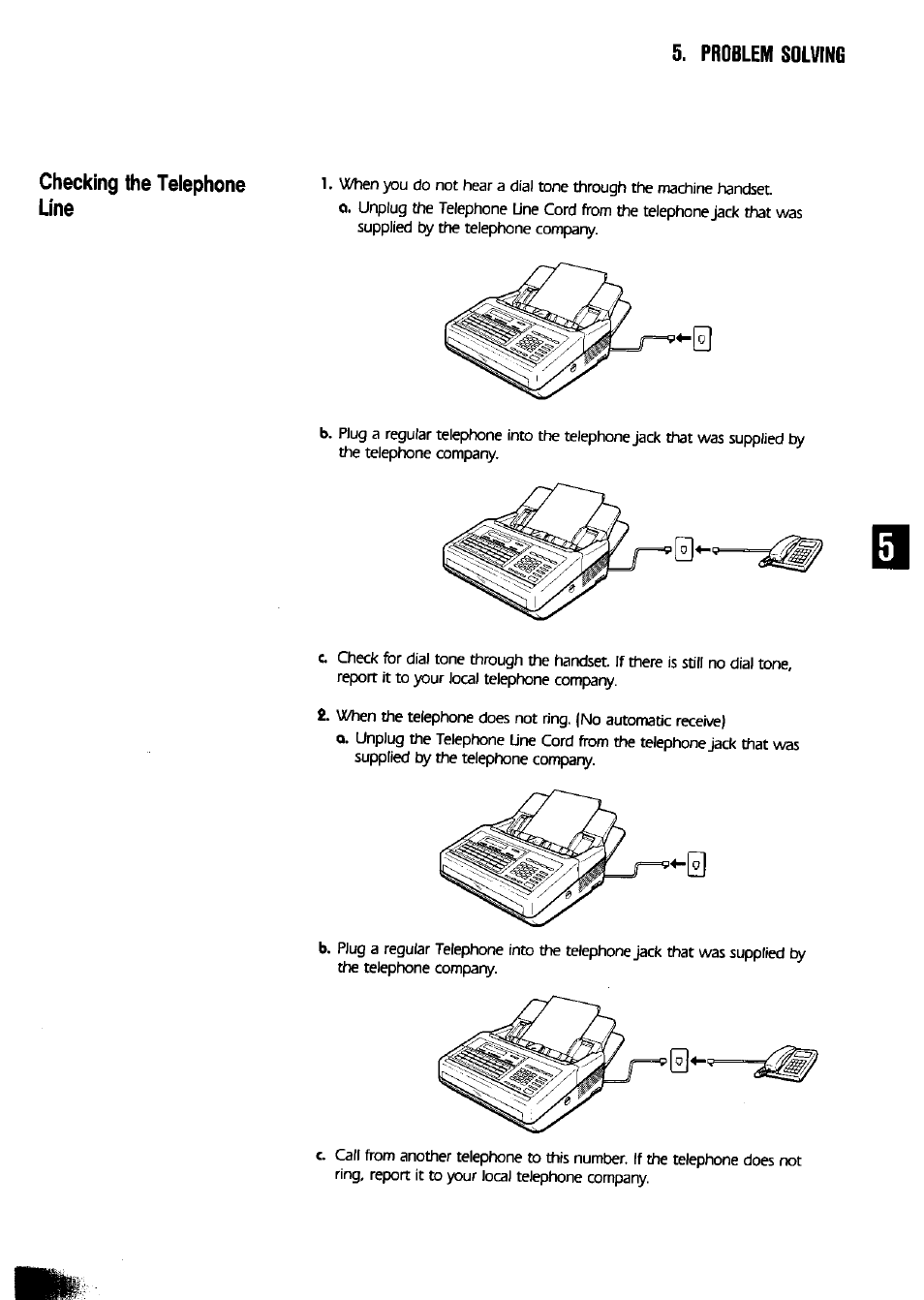 Checking the telephone line | Panasonic Panafax UF-650 User Manual | Page 109 / 154