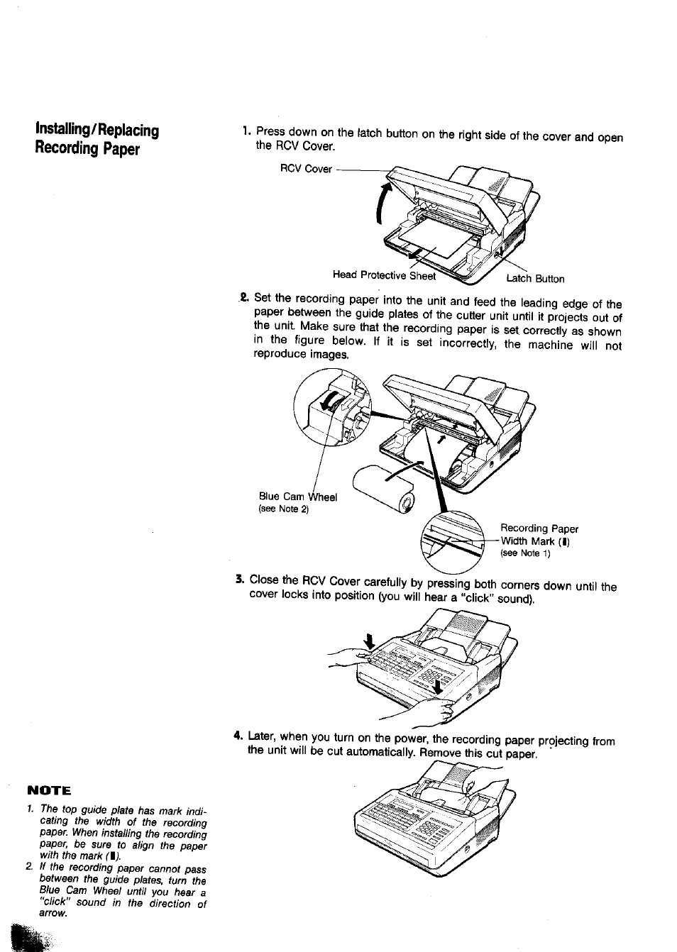 Installing/replacing recording paper | Panasonic Panafax UF-650 User Manual | Page 14 / 154