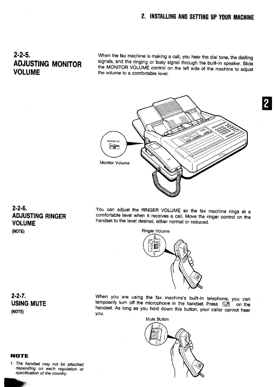 Adjusting ringer volume, Using mute | Panasonic Panafax UF-650 User Manual | Page 29 / 154