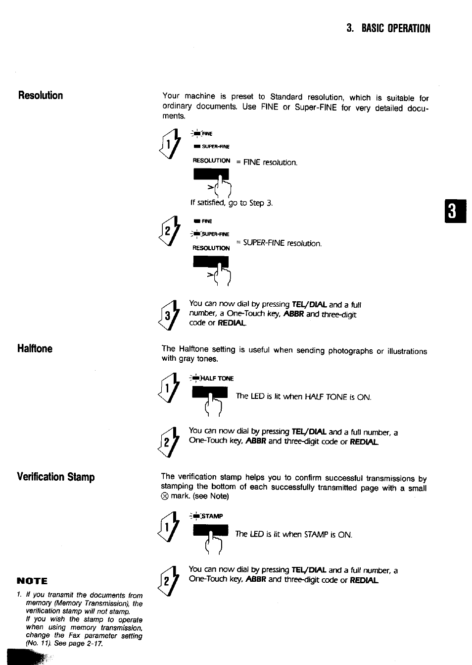 Resolution, Halftone, Verification stamp | Resolution -4, Halftone -4, Verification stamp -4 | Panasonic Panafax UF-650 User Manual | Page 35 / 154