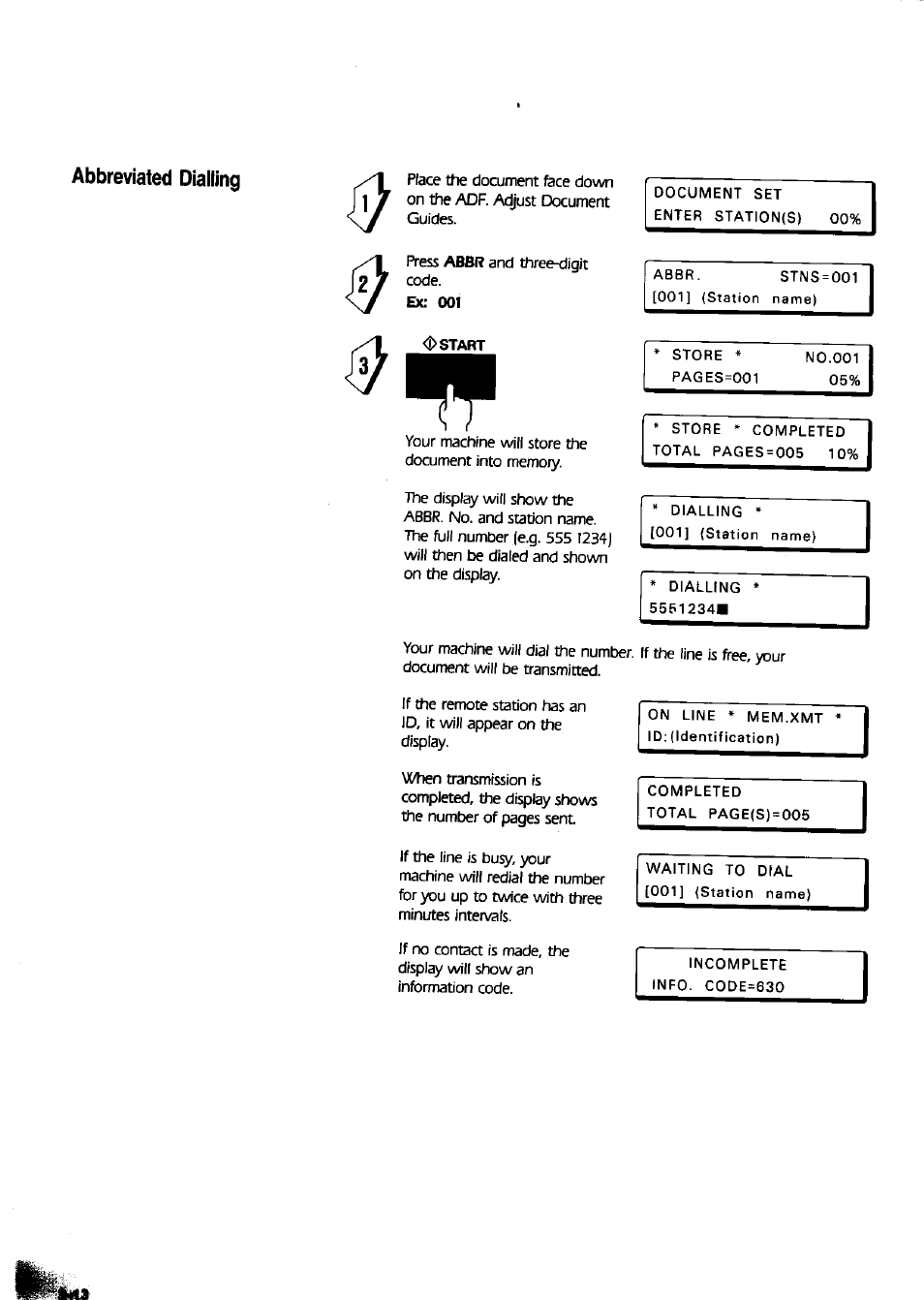 Abbreviated dialling | Panasonic Panafax UF-650 User Manual | Page 44 / 154