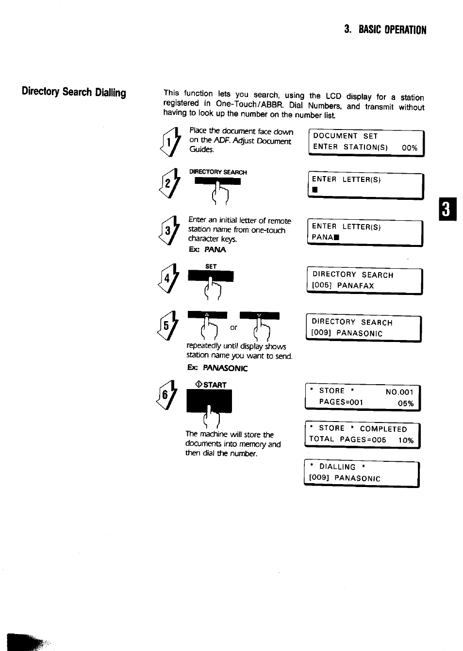 Y tt, Basic operation directory search dialling | Panasonic Panafax UF-650 User Manual | Page 45 / 154