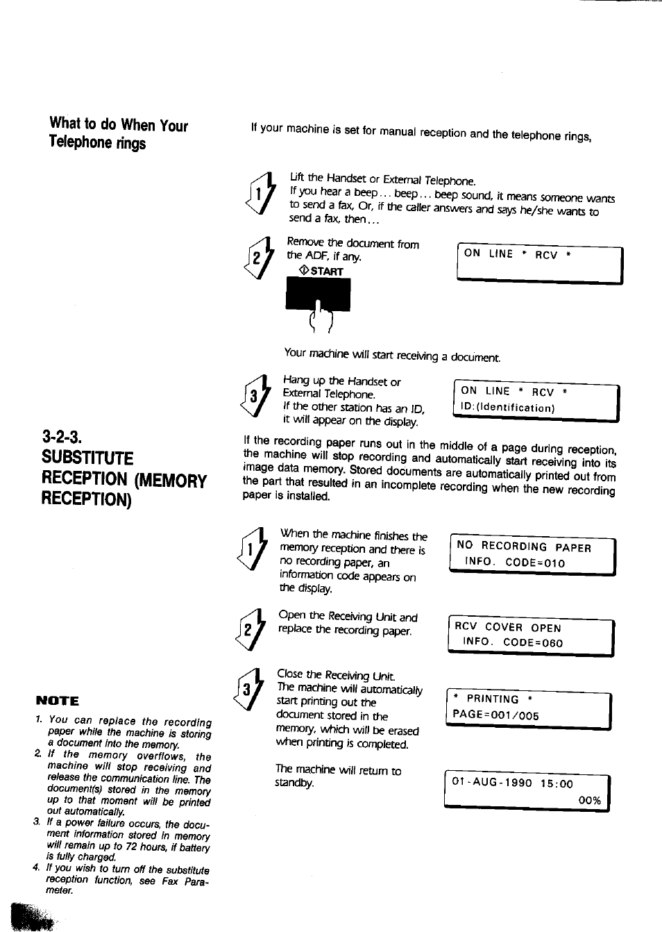 What to do when your telephone rings, What to do when your telephone rings -17 | Panasonic Panafax UF-650 User Manual | Page 48 / 154