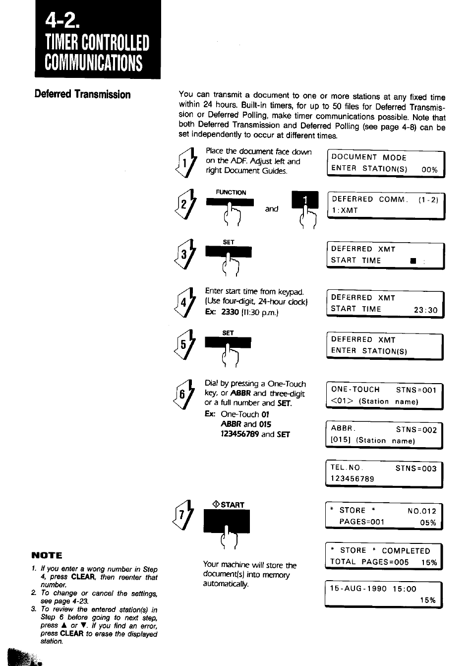 Timer controlled, Timer controlled s, Deferred transmission | Panasonic Panafax UF-650 User Manual | Page 58 / 154