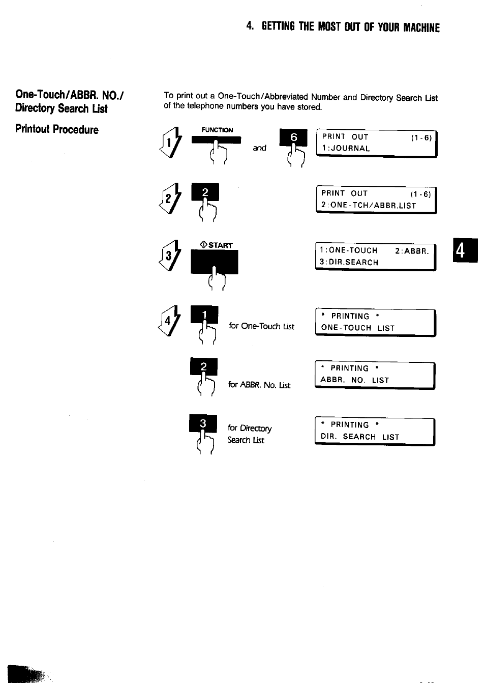 One-touch/abbr. no./ directory search list, Printout procedure, One-touch/abbr. no./directory search list -40 | Gehing the most out of your machine | Panasonic Panafax UF-650 User Manual | Page 91 / 154