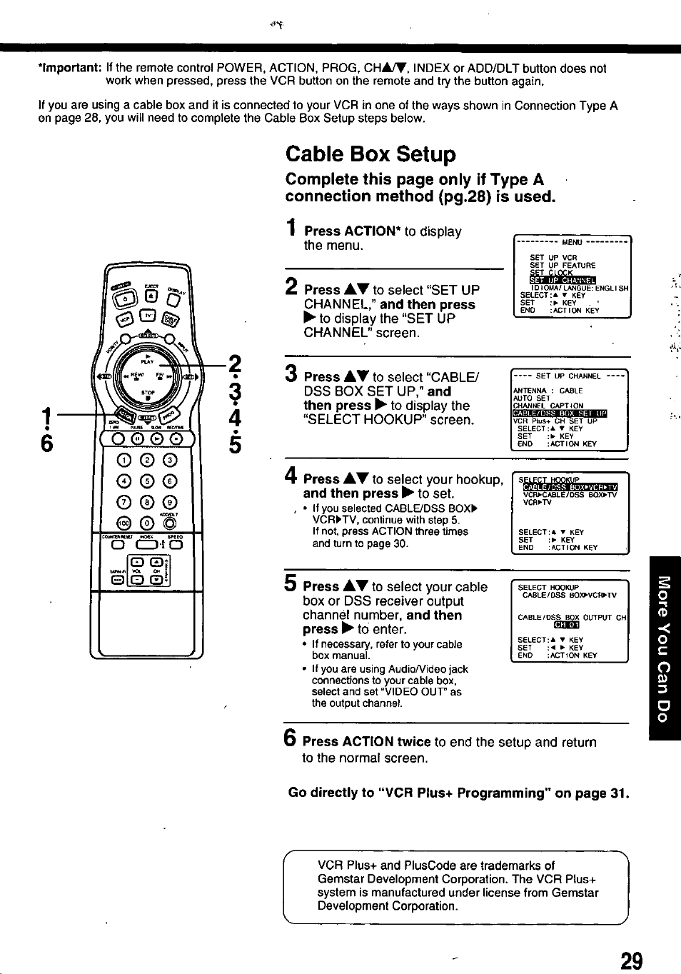 3 4 5 cable box setup | Panasonic OMNIVISION PV-8661 User Manual | Page 29 / 40