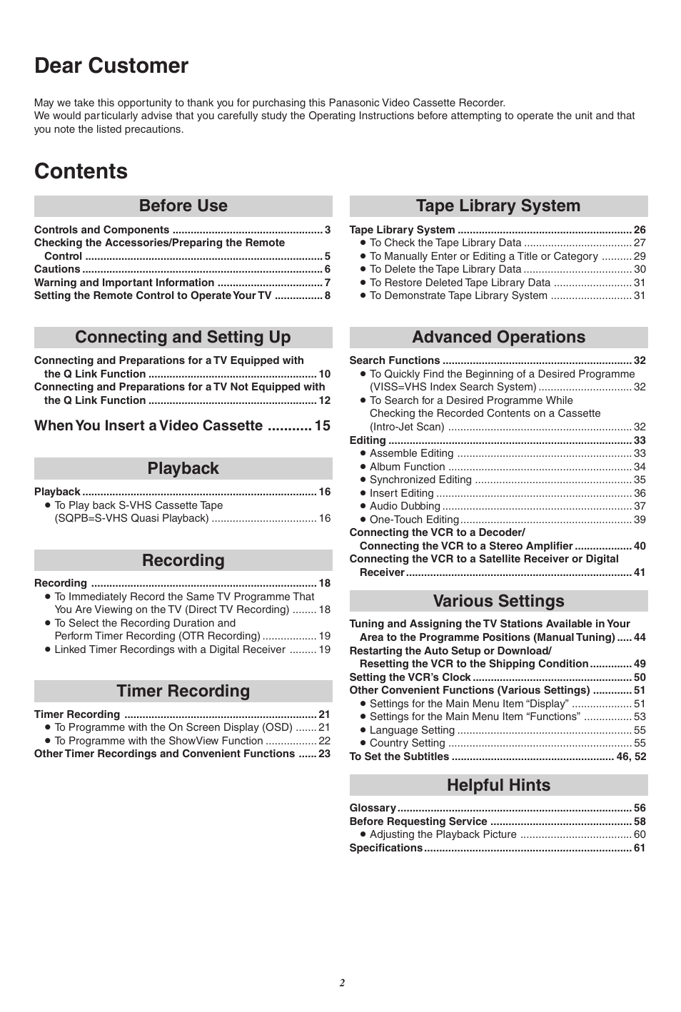 Panasonic NV-FJ760 User Manual | Page 2 / 62