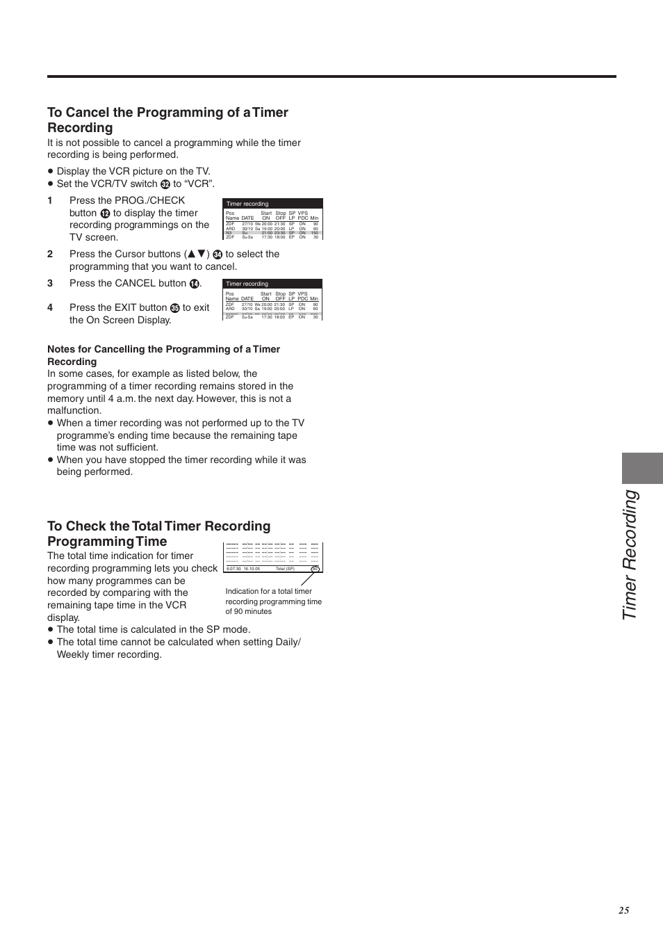 Timer recording | Panasonic NV-FJ760 User Manual | Page 25 / 62
