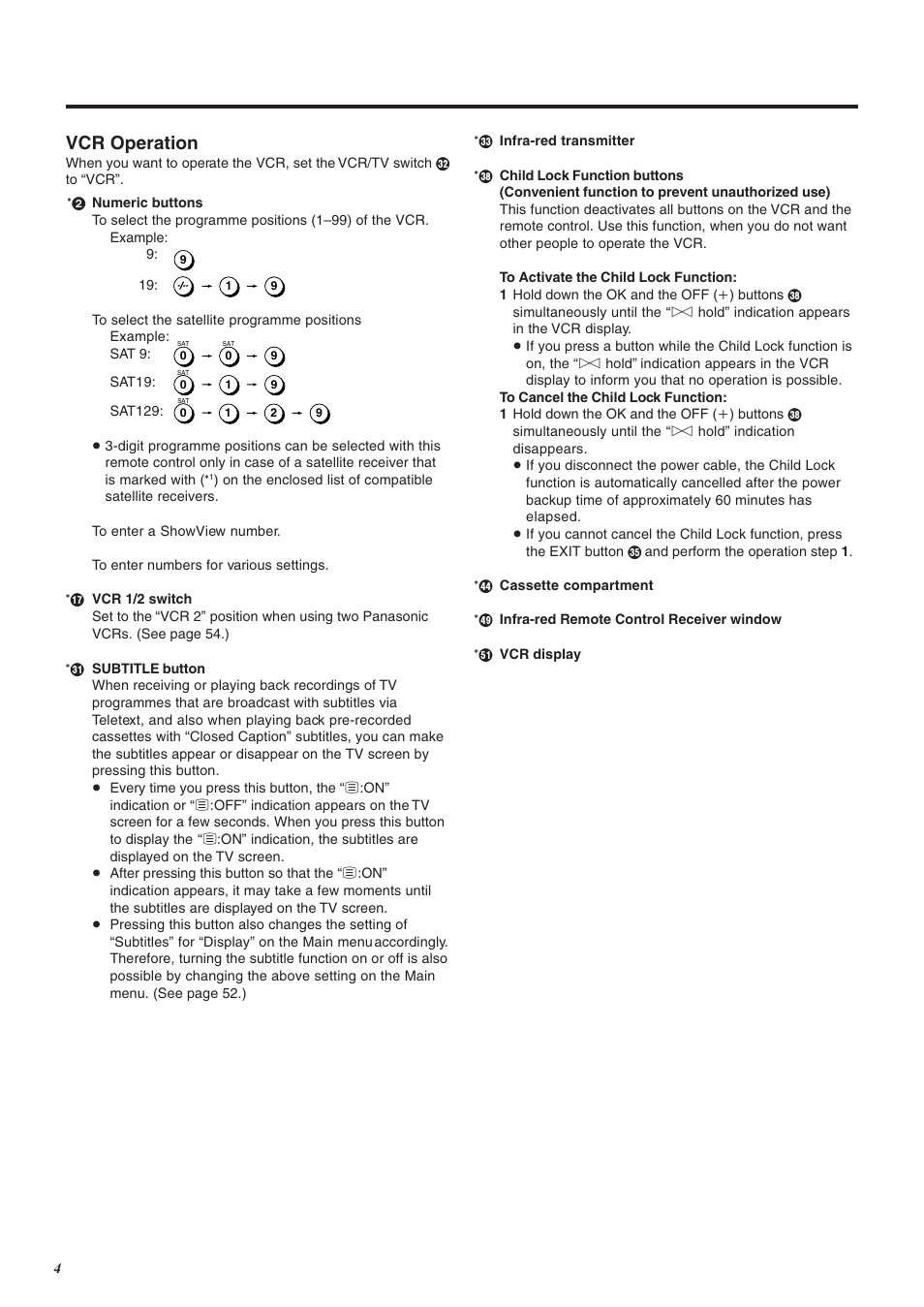 Vcr operation | Panasonic NV-FJ760 User Manual | Page 4 / 62