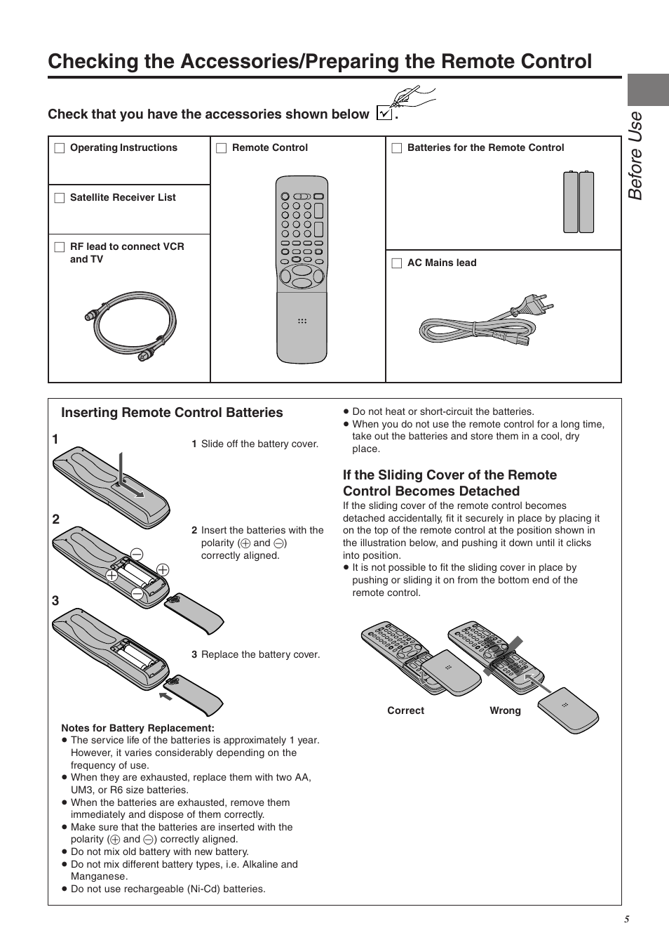 Bef ore use | Panasonic NV-FJ760 User Manual | Page 5 / 62