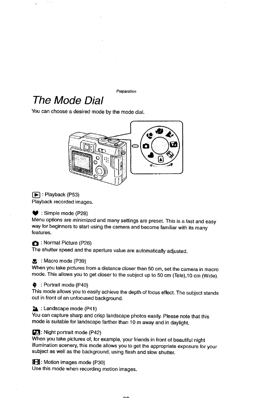 The mode dial | Panasonic DMC-LC43A User Manual | Page 23 / 96