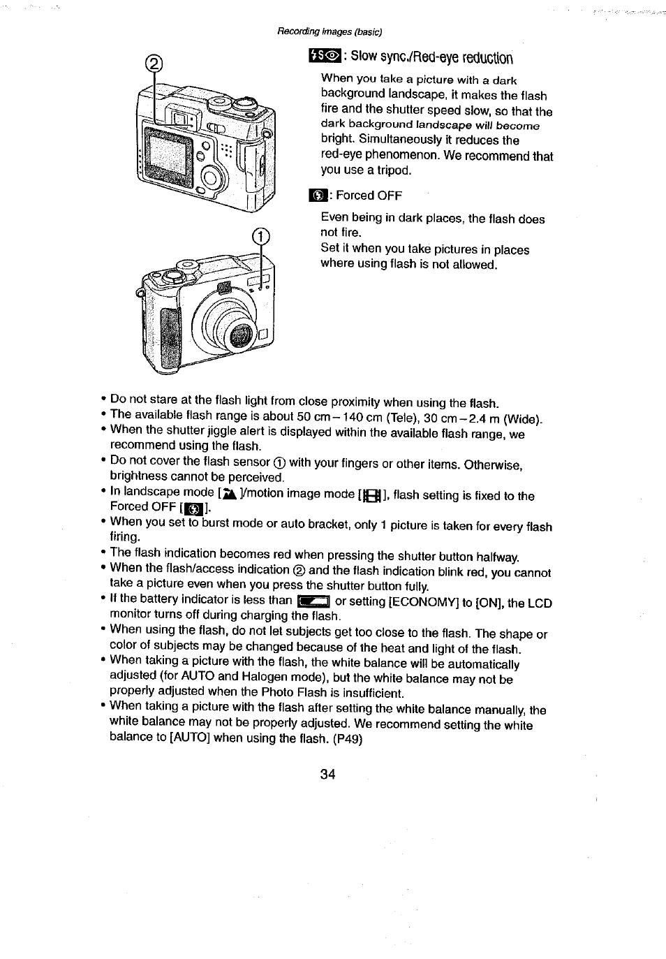 Sync./red-eye reduction | Panasonic DMC-LC43A User Manual | Page 34 / 96