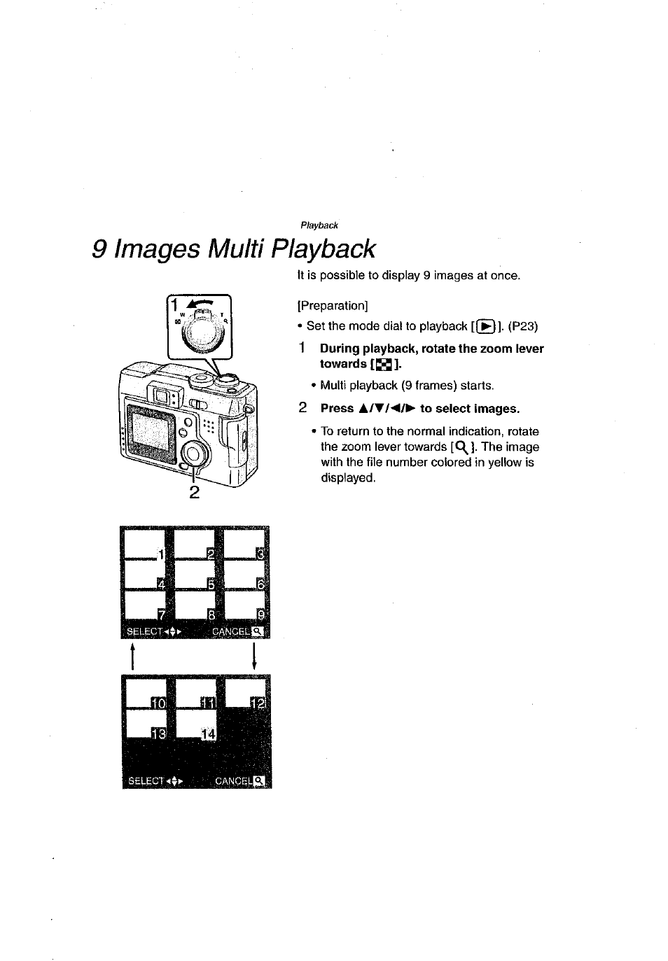 9 images multi playback, 2 press to select images | Panasonic DMC-LC43A User Manual | Page 55 / 96
