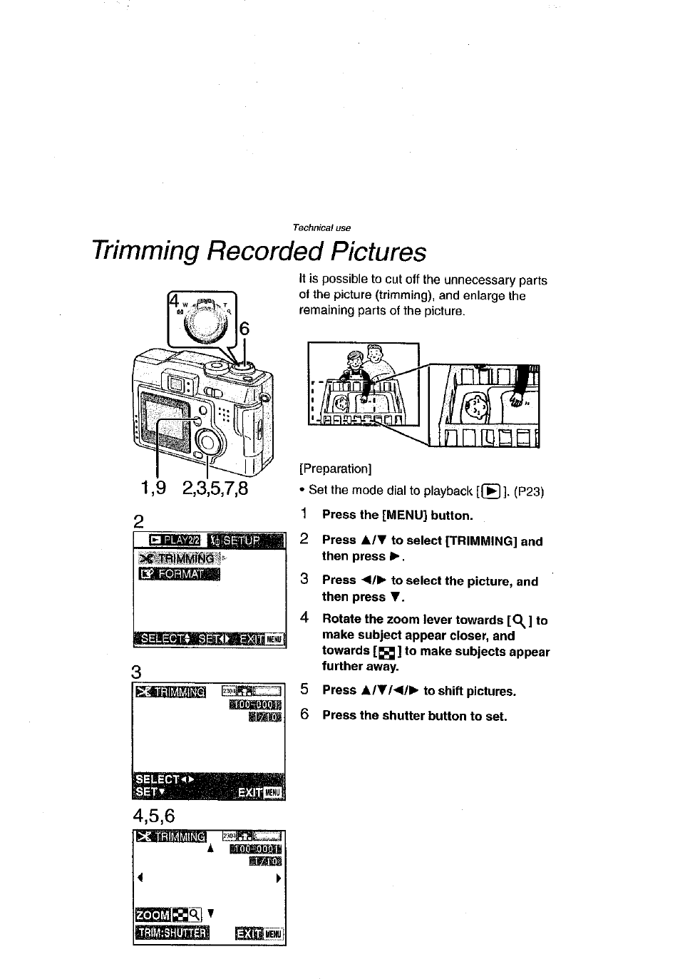 Trimming recorded pictures | Panasonic DMC-LC43A User Manual | Page 69 / 96