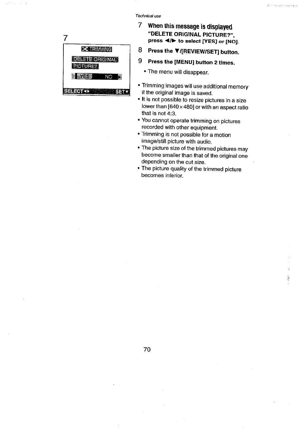 9 press the [menu] button 2 times | Panasonic DMC-LC43A User Manual | Page 70 / 96