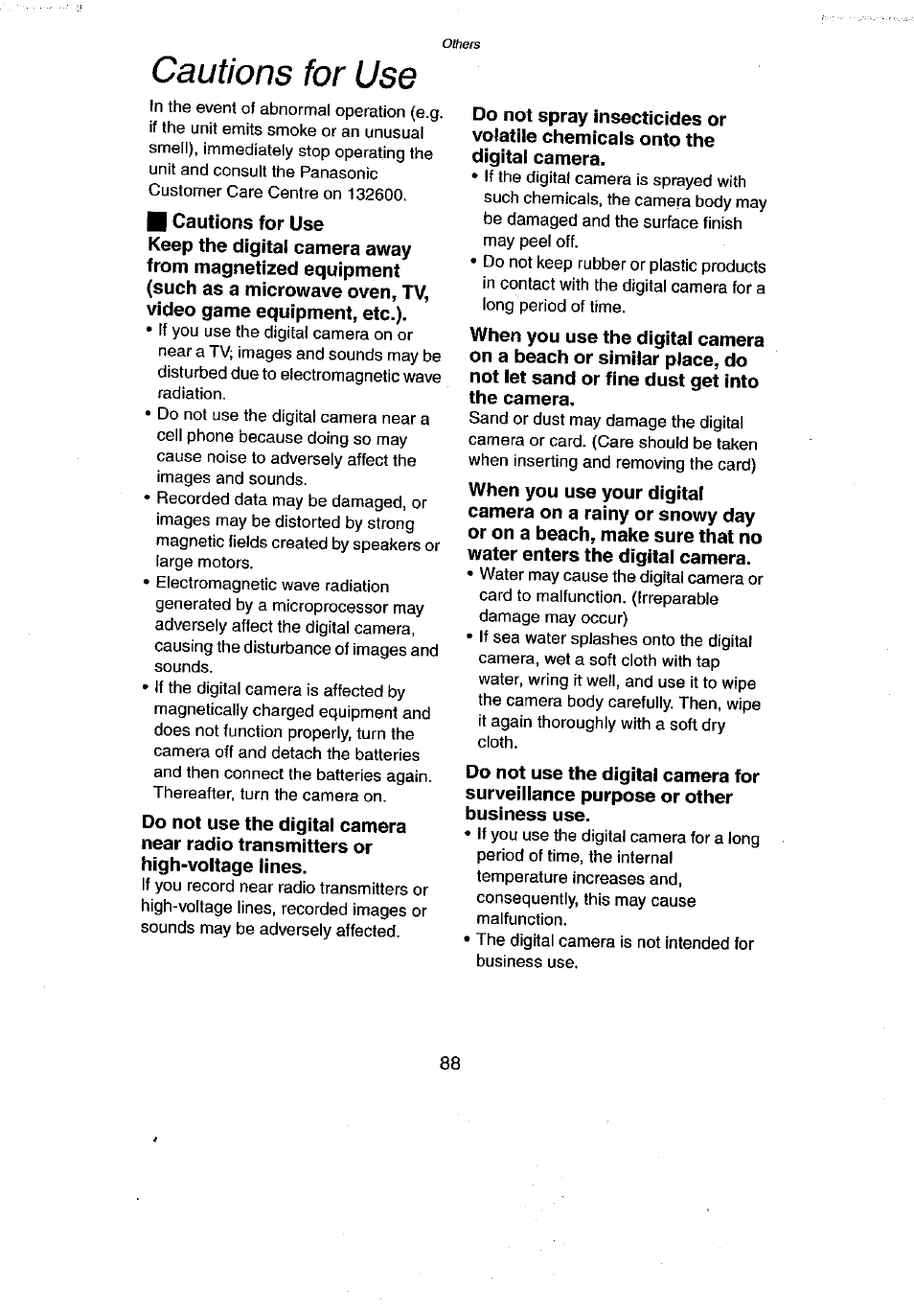 Cautions for use | Panasonic DMC-LC43A User Manual | Page 88 / 96