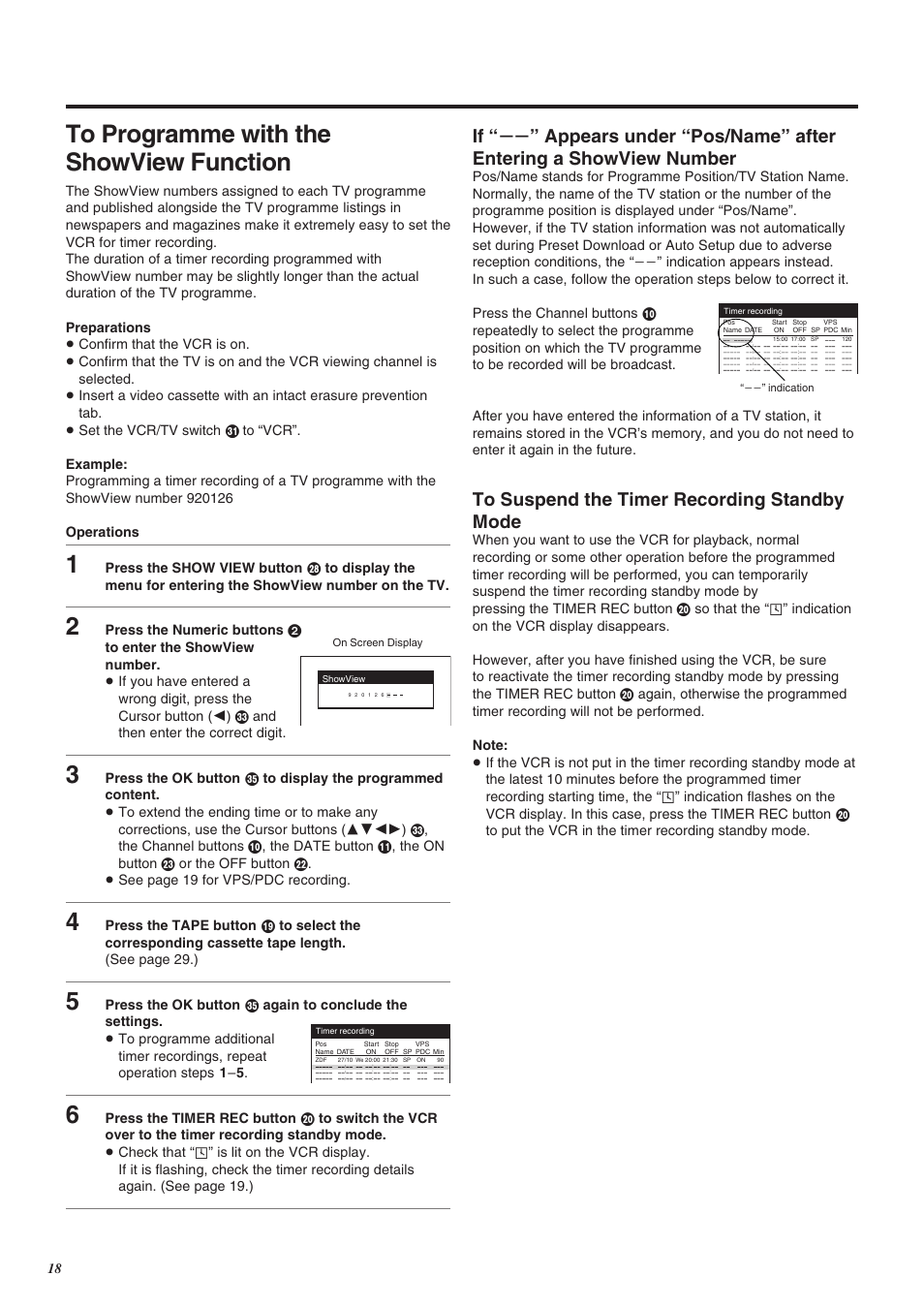 On screen display, Jj” indication | Panasonic NV-SJ260 User Manual | Page 18 / 38