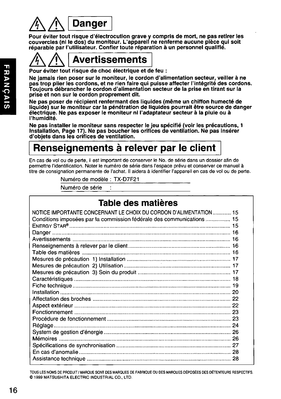 Panasonic PANASYNC E70G TX-D7F21 User Manual | Page 18 / 46