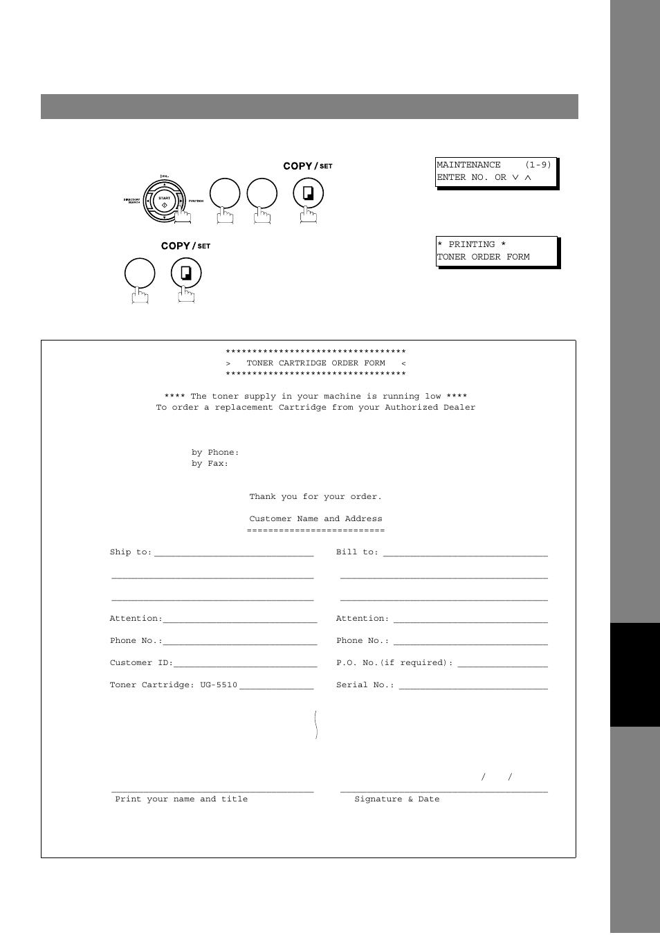 Toner cartridge order forms, Journals and lists | Panasonic UF-790 User Manual | Page 127 / 158