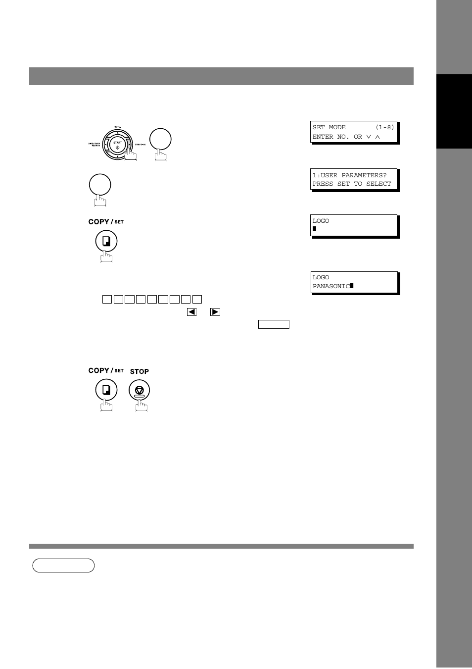 Setting your logo, User parameters | Panasonic UF-790 User Manual | Page 27 / 158