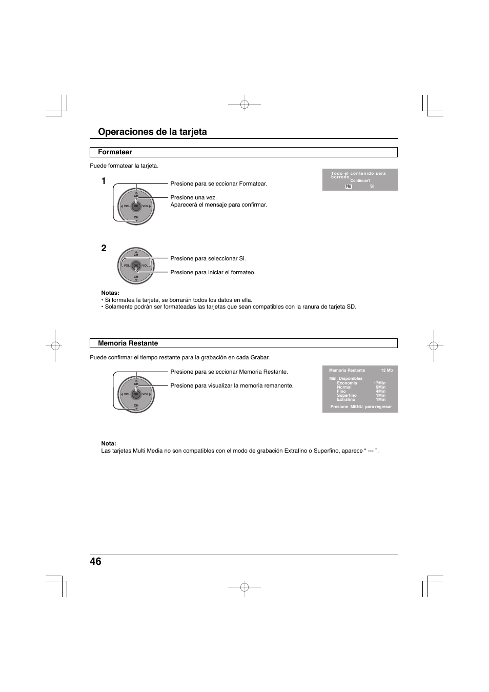 Operaciones de la tarjeta | Panasonic TC-32LX300 User Manual | Page 116 / 132