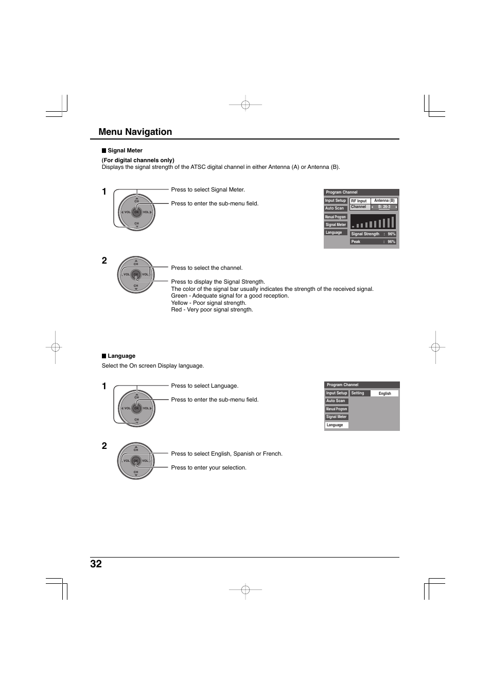 Menu navigation | Panasonic TC-32LX300 User Manual | Page 32 / 132