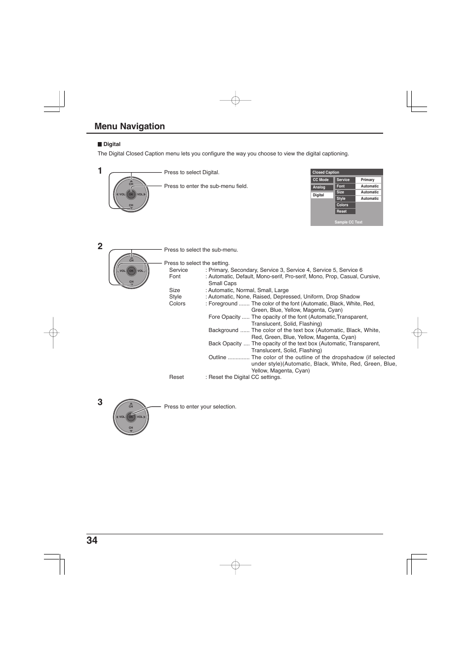 Menu navigation | Panasonic TC-32LX300 User Manual | Page 34 / 132